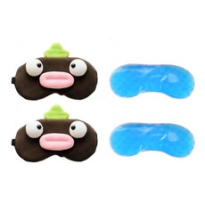 BUYSELL 睡眠眼罩 棕色怪物+冰袋 2入, 1套