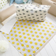 Coney Island 拉鍊可拆式印花午睡被+一體型格紋枕頭床墊組, 微笑款