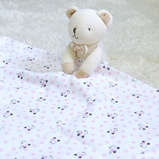 Juyoung Textile Ozmam 夏季棉毯 110*110cm, 小狗款 粉色