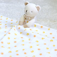 Juyoung Textile Ozmam 夏季棉毯 110*110cm, 星星月亮款 黃色