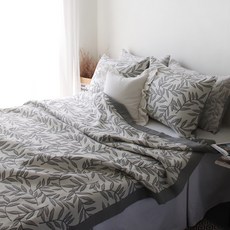 植物印花莫代爾棉薄被, 灰色的