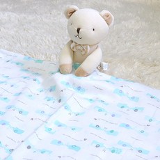 Juyoung Textile Ozmam 夏季棉毯 110*110cm, 大象款 藍色