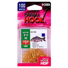 해동 드림 훅 붕어 낚싯바늘 금색 100p HH-555, 100개입, 1개