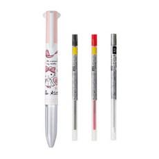 미쯔비시 스타일핏크 3색 헬로키티 펜 세트 리필심 0.38mm + 샤프 0.5mm, 혼합 색상, 1세트