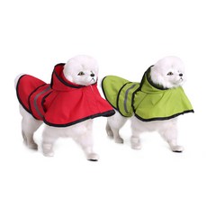 댕댕이샵 반려동물 판초레인코트 2p, 레드, 그린