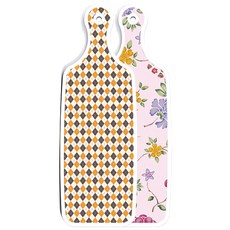 Roem Design 雙面託盤砧板 浪漫紅花卉淡粉紅色, 英格蘭黃色格紋, 1個