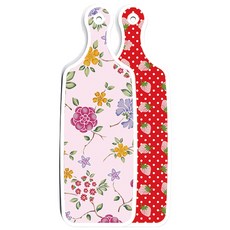 Roem Design 雙面託盤砧板 紅色草莓, 浪漫紅色花卉淡粉紅色, 1個