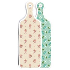 로엠디자인 양면 서빙도마 보드 옥색체리, 담황색꽃다발, 1개