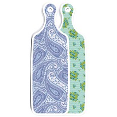 Roem Design 雙面上菜砧板 玉色藤蔓玫瑰, 藍白線條藝術, 1個