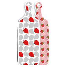 로엠디자인 양면 서빙 보드 도마 핑크딸기, 레드그레이낙옆, 1개