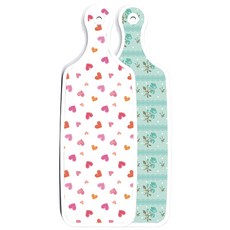Roem Design 雙面託盤砧板 玉色玫瑰, 淡粉紅色愛心, 1個