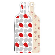 Roem Design 雙面設計上菜砧板 淡黃色花束, 紅灰色落葉, 1個