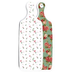 Roem Design 雙面設計上菜砧板 翠藍色玫瑰, 紅紫色玫瑰白色, 1個