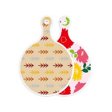 Roem Design 雙面圓形上菜板 松木深木色, 菊花粉紅色, 1個