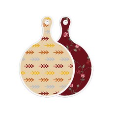 Roem Design 雙面圓形上菜板 松木深木色, 玫瑰紅色, 1個