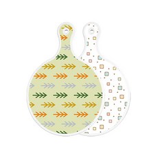 로엠디자인 양면 원형 서빙도마 보드 소나무치자색, Happy사각패턴, 1개