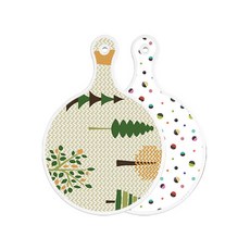 Roem Design 雙面圓形上菜砧板 森林圖案1, 配色圓形, 1個