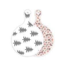 Roem Design 雙面圓形上菜砧板 森林圖案3, 紫色花朵圖案, 1個