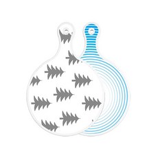 Roem Design 雙面圓形上菜砧板 森林圖案3, 魚線藍, 1個