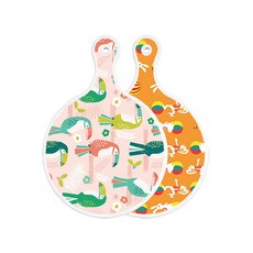 Roem Design 雙面圓形上菜板 九官鳥粉紅, 兔子2, 1個