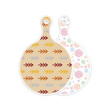 Roem Design 雙面圓形上菜板 松木深木色, 線條圓形, 1個