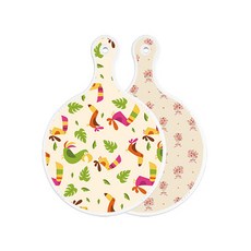 Roem Design 雙面圓形上菜砧板 八哥鳥淡黃色, 淡黃色花束, 1個