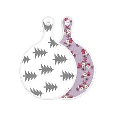 Roem Design 雙面圓形上菜砧板 森林圖案3, 碧藍色花朵, 1個