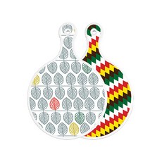 로엠디자인 雙面圓形上菜砧板 樹葉圖案, 5色鑽石圖案, 1個