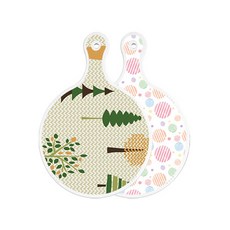 Roem Design 雙面圓形上菜砧板 森林圖案1, 線條圓形, 1個
