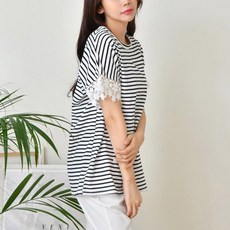 반하지오 임부복 단가라 레이스 티셔츠
