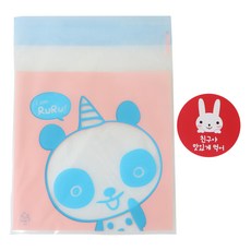 熊貓印花黏貼包裝袋 50入+兔子圖案圓形貼紙 50入, 1套