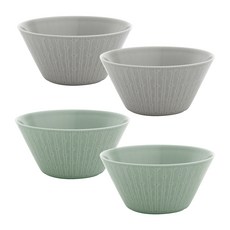 ZEN 韓國森林陶瓷碗 17cm 綠+淺灰, 混色, 4件