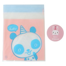 熊貓圖案自黏包裝袋 100入+兔子生日快樂貼紙 100入, 1套