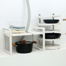 LIVING HAPPY 水槽層架 400 + 新平底鍋收納架, 白色, 1套