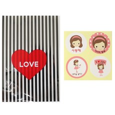 愛心平口袋 黑色 30入+女孩貼紙 30入, 1套