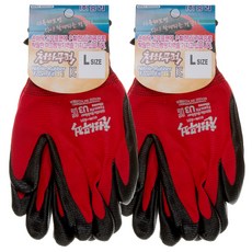 SUNGREE 한솔 천하무적코팅장갑 L, 레드, 2개