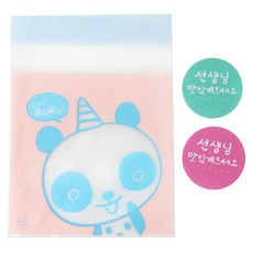 OPP自黏袋 熊貓圖案 100入+文字圓形貼紙 100入, 1套