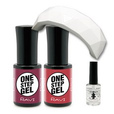 Ravi 一步玫瑰美甲入門套組, 彩色凝膠 5ml x 2p + Ravi Bonder 10ml + Shime Maeom 9W LED 凝膠燈, 1套