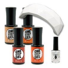 RAVI SM Eco Lab Laby 一步橙色指甲介紹套組, 彩色凝膠 5ml x 4p + Labybonder 10ml + Shime Maeom 9W LED 凝膠燈, 1套