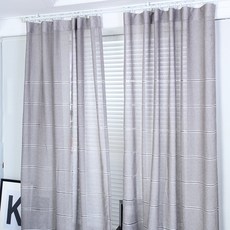 Home in Home線條蕾絲亞麻窗簾 180, 巧克力灰