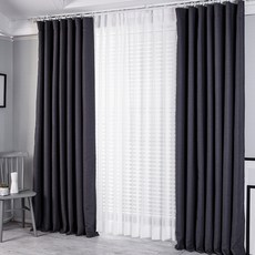 Home in Home Mono 亞麻遮光客廳窗簾套組 440, 深灰色 ，