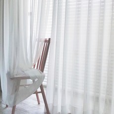 雪紡百褶窗簾組 白色, 單色
