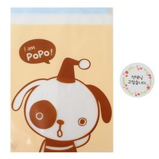 황씨네도시락 접착 야미봉투 강아지 50p + 스티커 꽃 선생님 원형 고맙습니다 50p, 1세트