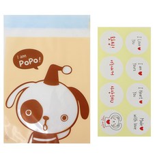 황씨네도시락 접착 야미봉투 강아지 100p + 스티커 연인 메시지 화이트 100p, 1세트