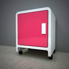 큐빅스 3 컬러사물함 바퀴형, 화이트 + 도어(핑크), 1개