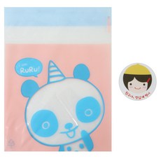 熊貓圖案包裝袋 50入+小學生圖案印花貼紙 50入, 1套