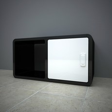 큐빅스 3 스툴박스 2-1D, 블랙 + 도어(화이트), 1개