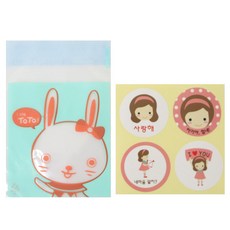 餅乾包裝袋 兔子100入+餐盒貼紙 少女 100入, 1套