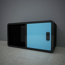 큐빅스 3 컬러 스툴 사물함 C2-1D, 블랙 + 블루(도어), 1개