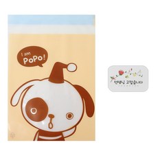 黏貼式動物圖案包裝袋 100入+花卉韓文貼紙 100入, 1套
